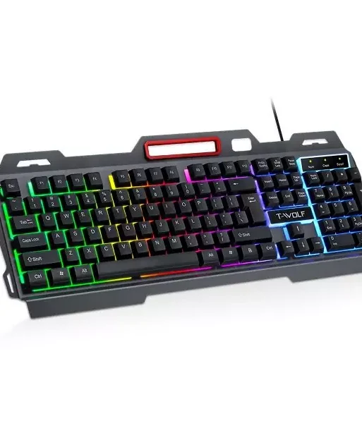 T-WOLF T16 Backlit Wired 104-Key Gaming Keyboard Ambient Light Gaming Keyboard
