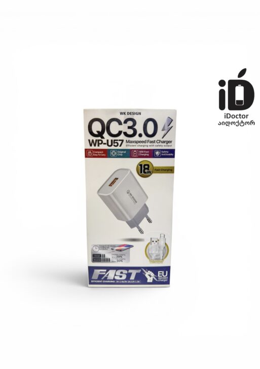 WK Design WP-U57 Maxspeed Fast Charger With Cable IP 18W ( QC3.0 )