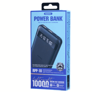 REMAX Hintom Series RPP-10 Power Bank 10000mAh – Fast Charging 2.4A – Charges up to 3 Devices – 2 USB Ports & 1 Type-C Port – Black